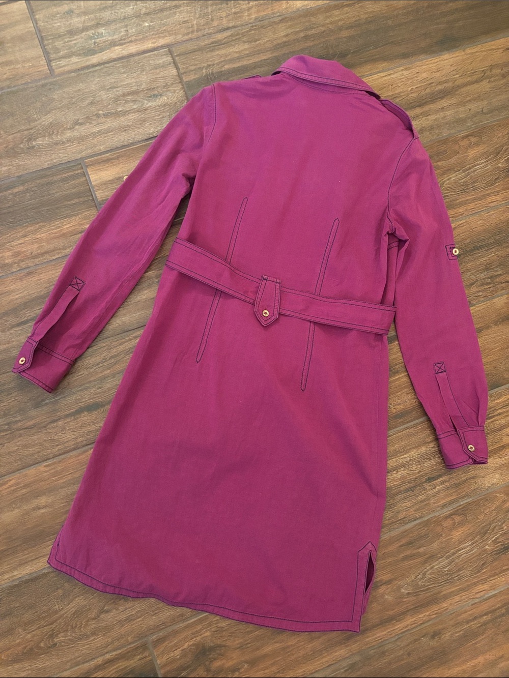 Tory Burch Magenta Shirt Dress with Tie Waist - Picture 5 of 5